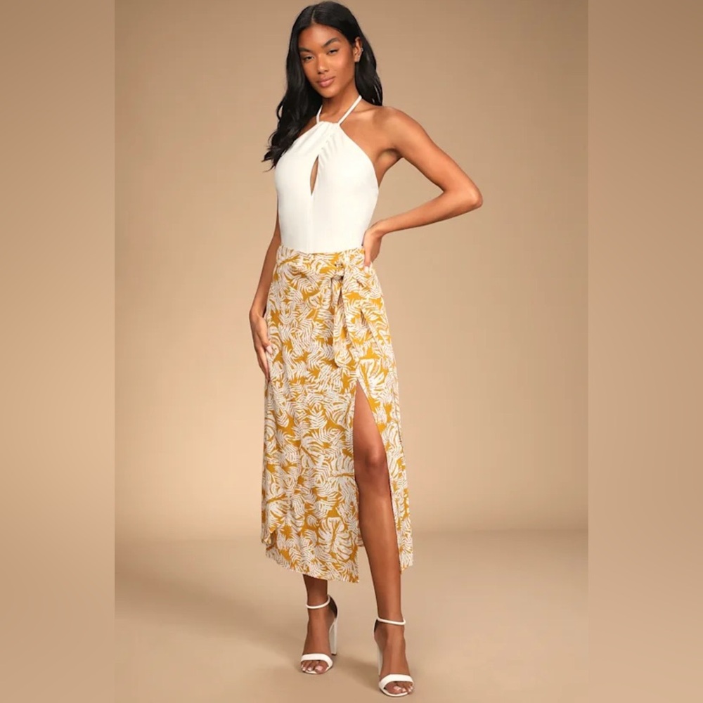 Lulu's Asymmetrical Yellow Floral Skirt